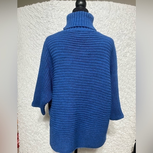 Brand Bazar Blue Turtle Neck Sweater Wool Alpaca Blend 3/4 Sleeve Size ONE SIZE - Picture 4 of 10